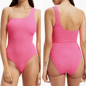 Good American Always‎ Fits One-Shoulder One-Piece Swimsuit Bright Pink size 5/6